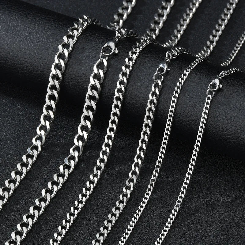Men’s Sleek Steel Chain Necklace (Black / Silver / Gold) 🔗✨