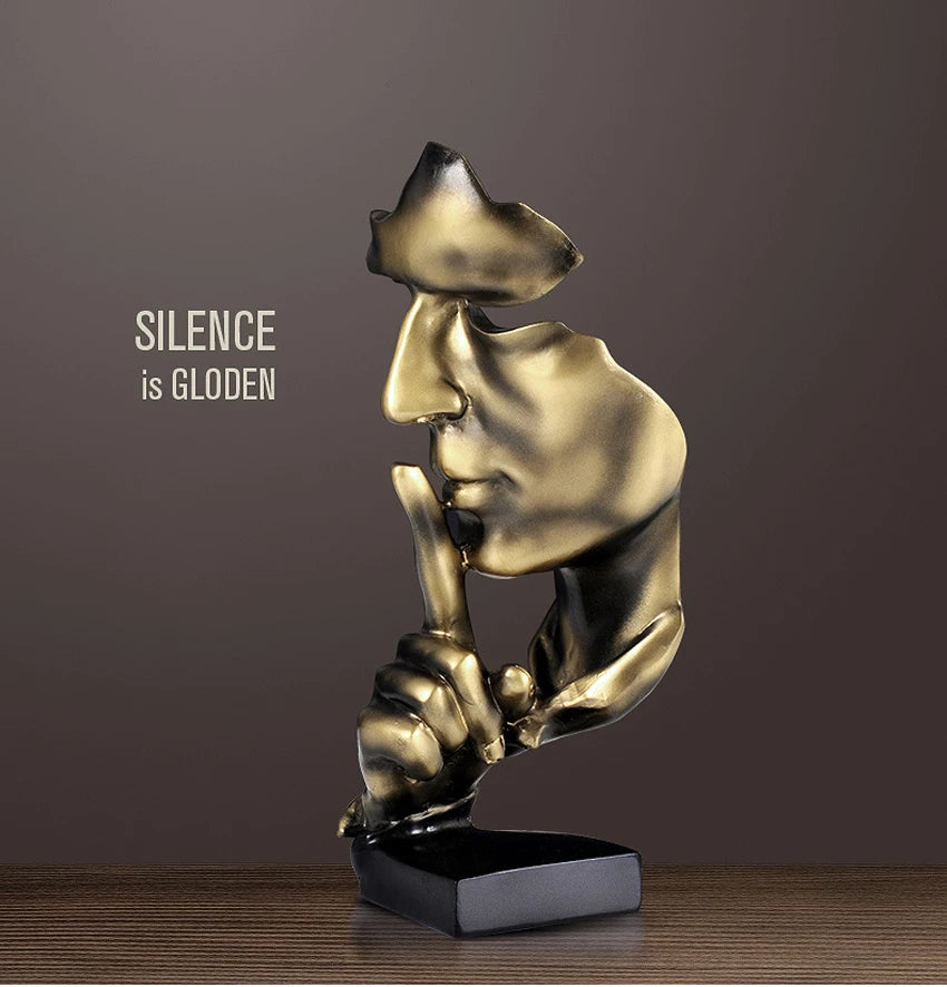 ✨ “Silence Is Golden” Abstract Face Statue – Modern Home Decor 🖤✨