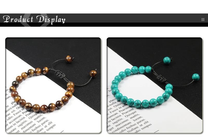 ✨ Unisex Beaded Bracelet – Colorful Natural Stone Wristband 💫