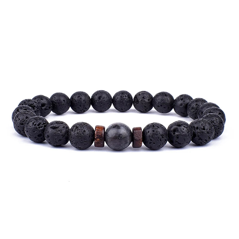 ✨ “Dual-Tone Beaded Bracelet – Natural Stone & Wood Mix | Unisex Wrist Accessory” ✨