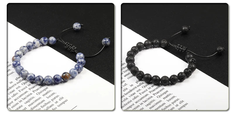✨ Unisex Beaded Bracelet – Colorful Natural Stone Wristband 💫