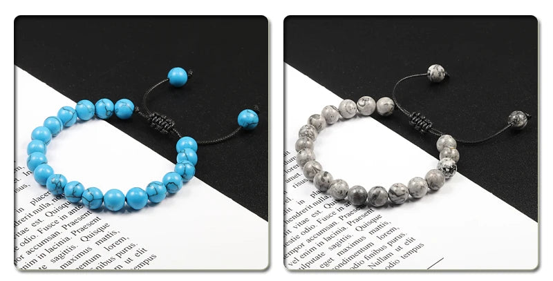 ✨ Unisex Beaded Bracelet – Colorful Natural Stone Wristband 💫