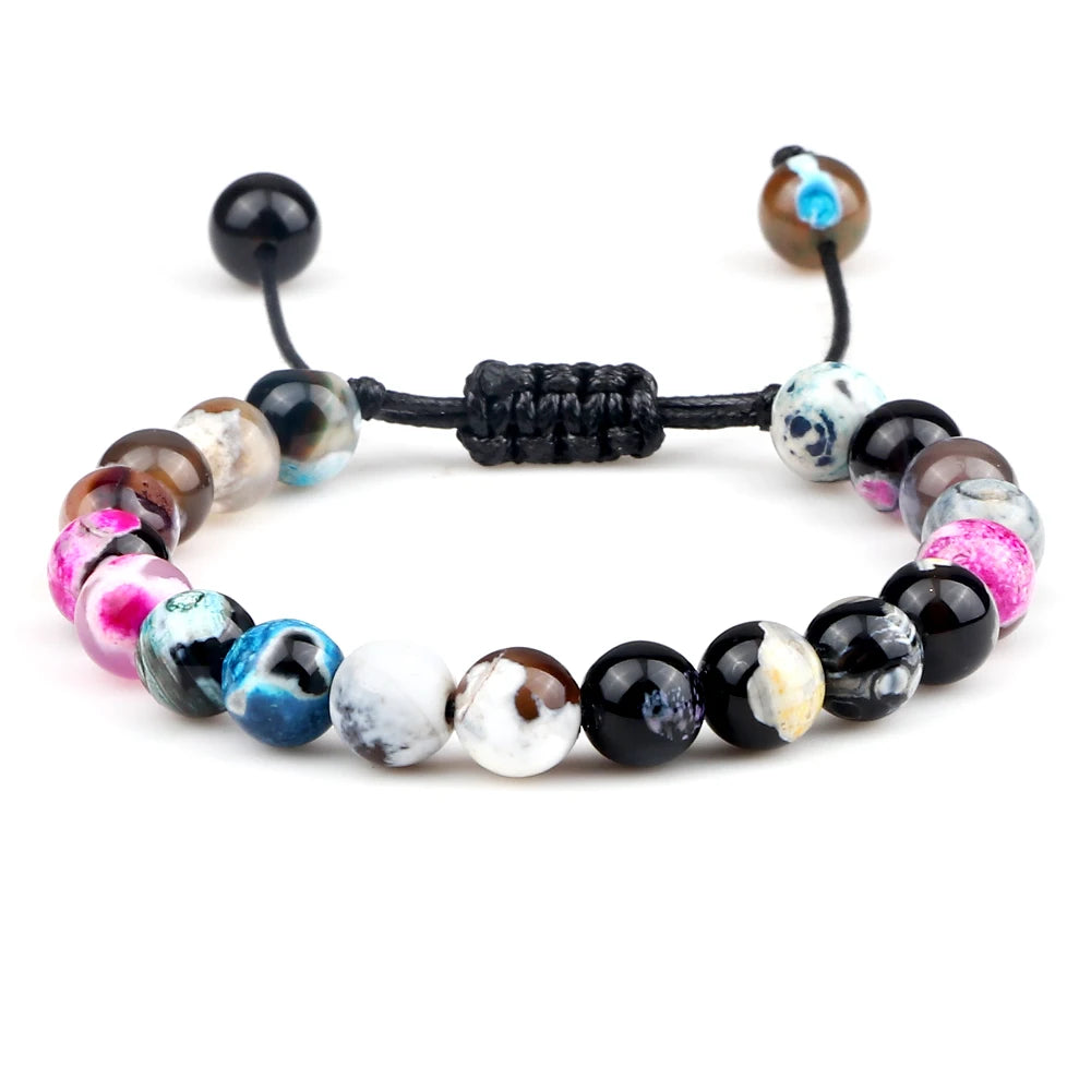 ✨ Unisex Beaded Bracelet – Colorful Natural Stone Wristband 💫
