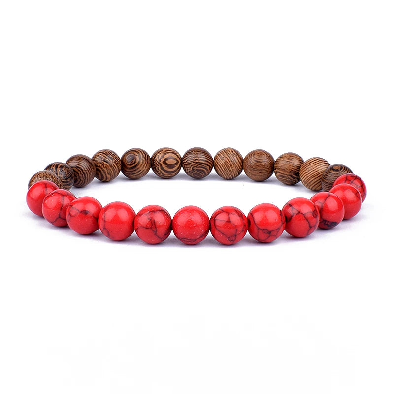 ✨ “Dual-Tone Beaded Bracelet – Natural Stone & Wood Mix | Unisex Wrist Accessory” ✨