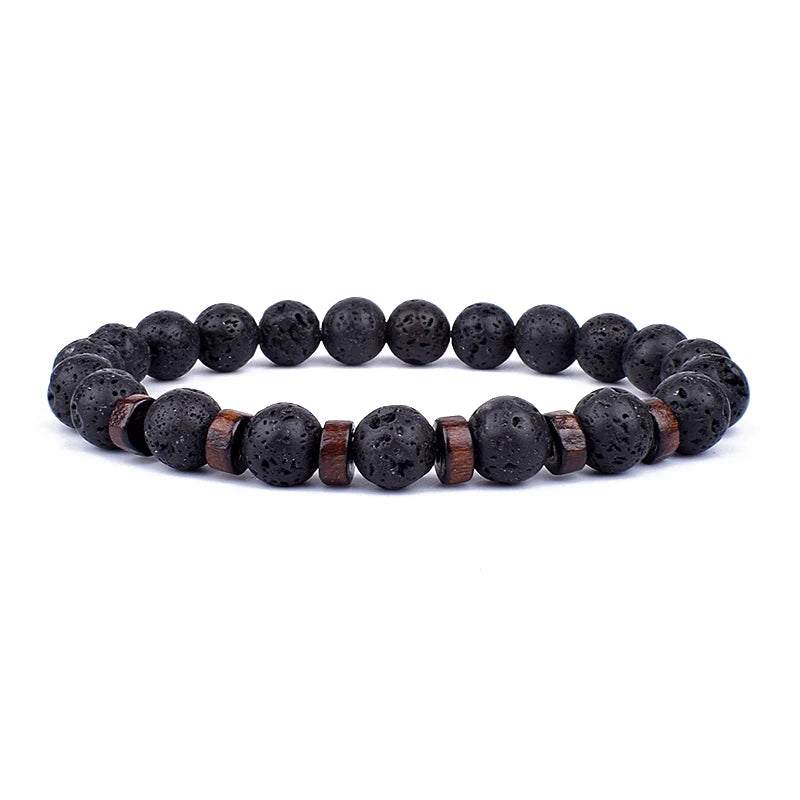 ✨ “Dual-Tone Beaded Bracelet – Natural Stone & Wood Mix | Unisex Wrist Accessory” ✨