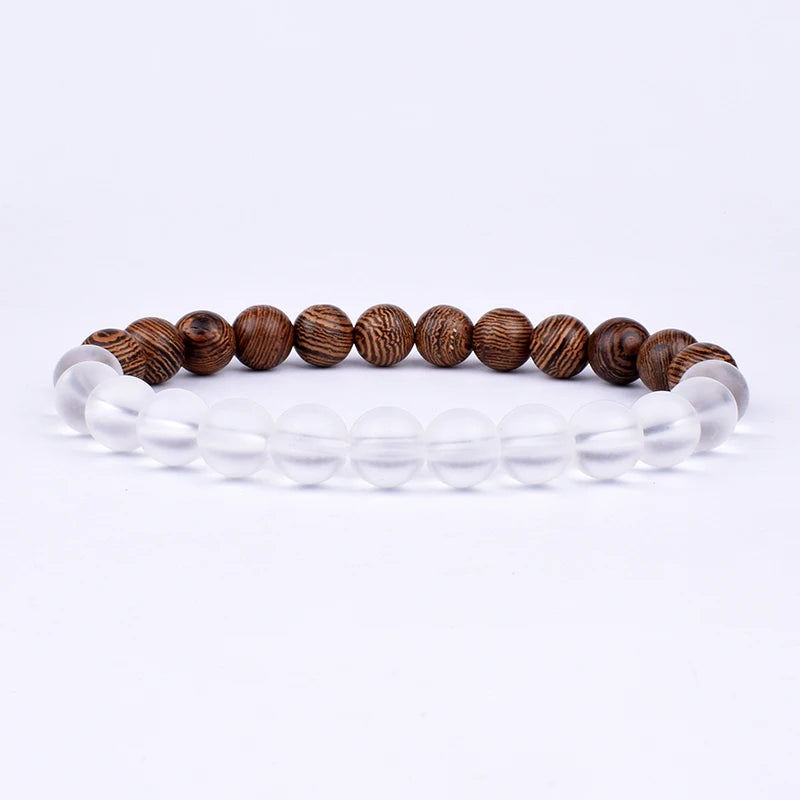 ✨ “Dual-Tone Beaded Bracelet – Natural Stone & Wood Mix | Unisex Wrist Accessory” ✨