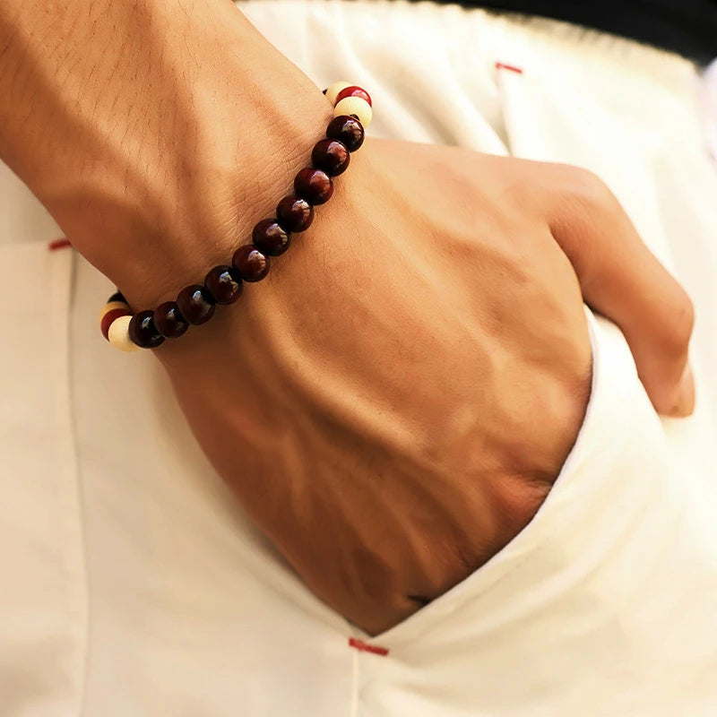 ✨ “Dual-Tone Beaded Bracelet – Natural Stone & Wood Mix | Unisex Wrist Accessory” ✨