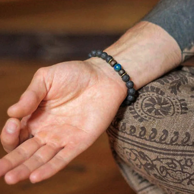 ✨ “Dual-Tone Beaded Bracelet – Natural Stone & Wood Mix | Unisex Wrist Accessory” ✨