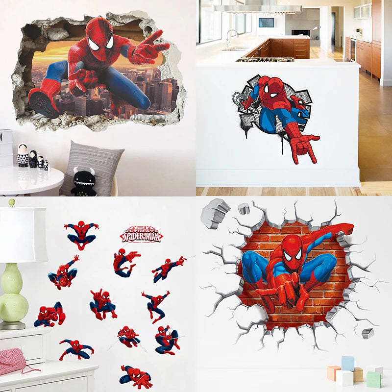 🕷️ 3D Spider-Man Wall Stickers – Room Decor for Superhero Fans 🦸‍♂️✨