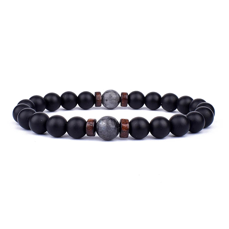 ✨ “Dual-Tone Beaded Bracelet – Natural Stone & Wood Mix | Unisex Wrist Accessory” ✨