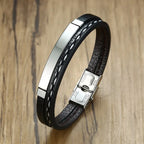 🔥 Leather & Steel Men’s Bracelet – Bold Minimalist Style 💥