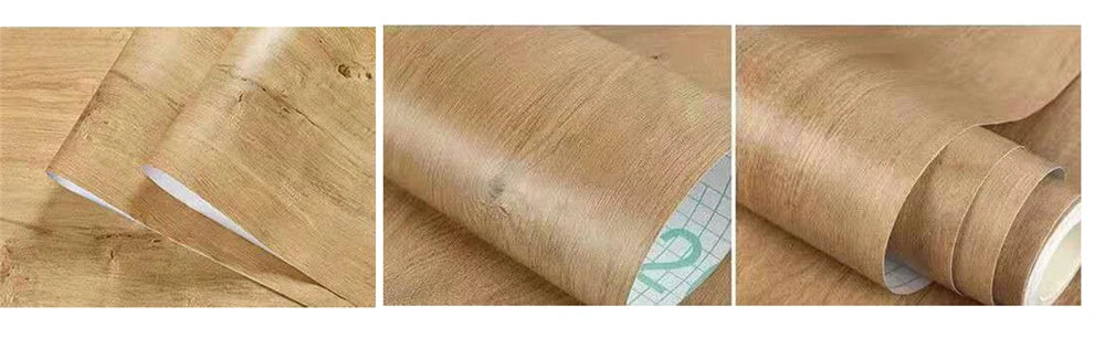 🪵✨ Wood-Grain PVC Waterproof Adhesive Wallpaper – Multiple Sizes & Colors
