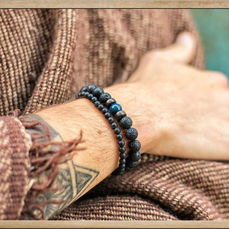 ✨ “Dual-Tone Beaded Bracelet – Natural Stone & Wood Mix | Unisex Wrist Accessory” ✨