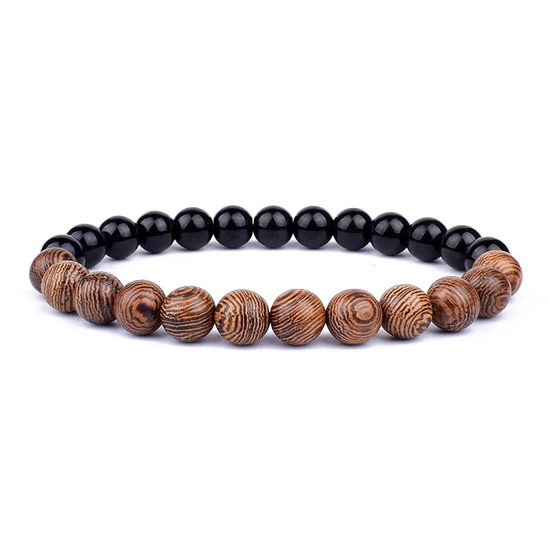 ✨ “Dual-Tone Beaded Bracelet – Natural Stone & Wood Mix | Unisex Wrist Accessory” ✨