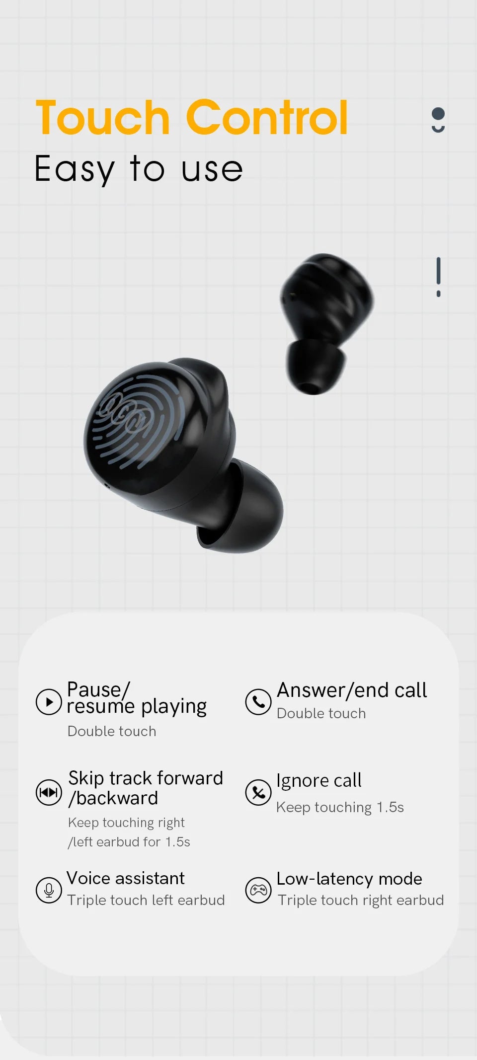 🎧 TWS Bluetooth 5.3 Earbuds – Touch Control, Low Latency 🎶