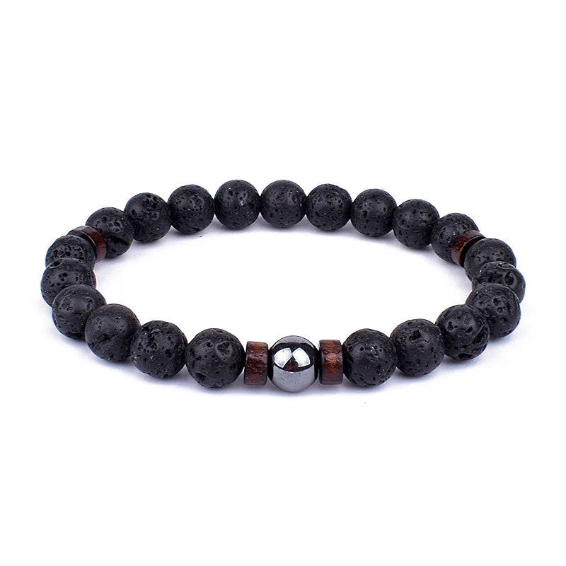 ✨ “Dual-Tone Beaded Bracelet – Natural Stone & Wood Mix | Unisex Wrist Accessory” ✨