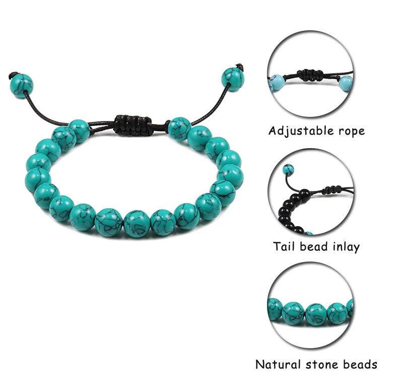 ✨ Unisex Beaded Bracelet – Colorful Natural Stone Wristband 💫