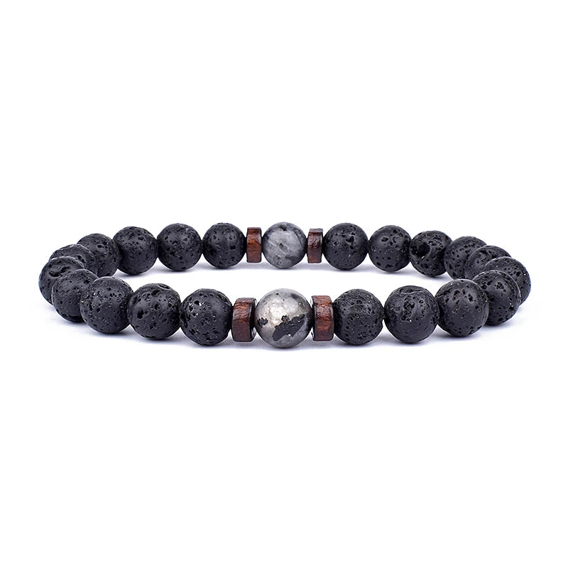 ✨ “Dual-Tone Beaded Bracelet – Natural Stone & Wood Mix | Unisex Wrist Accessory” ✨