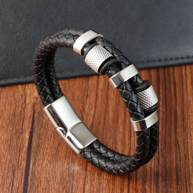 🔥 Men’s Leather Bracelet Collection – Multi-Style Modern Designs 🖤✨