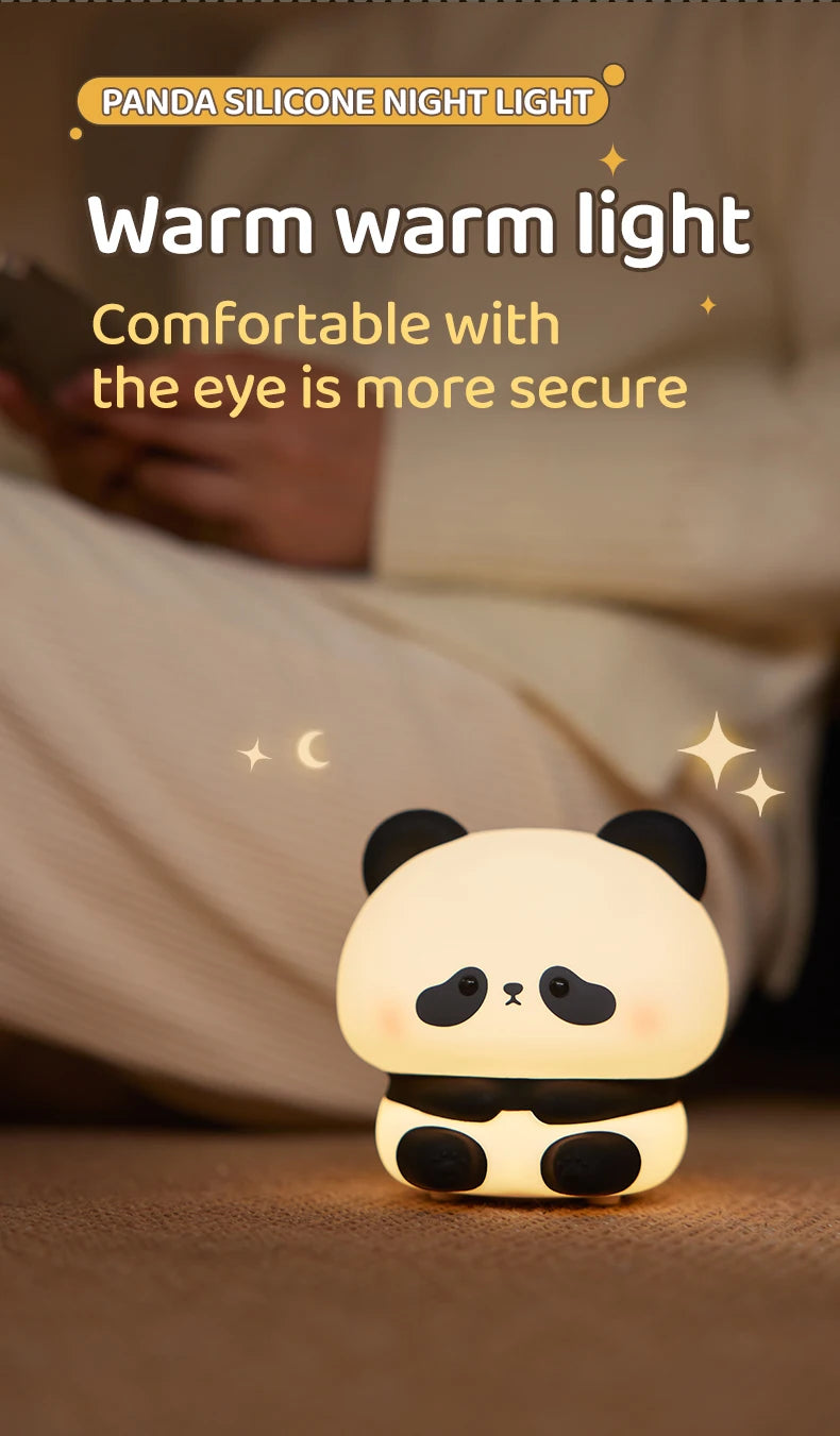 Panda LED Night Light –Soft Silicone Night Lamp, Touch & USB Rechargeable 🐼✨