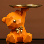 🐻✨ Geometric Bear Tray Statue – Modern Home Decor Accessory