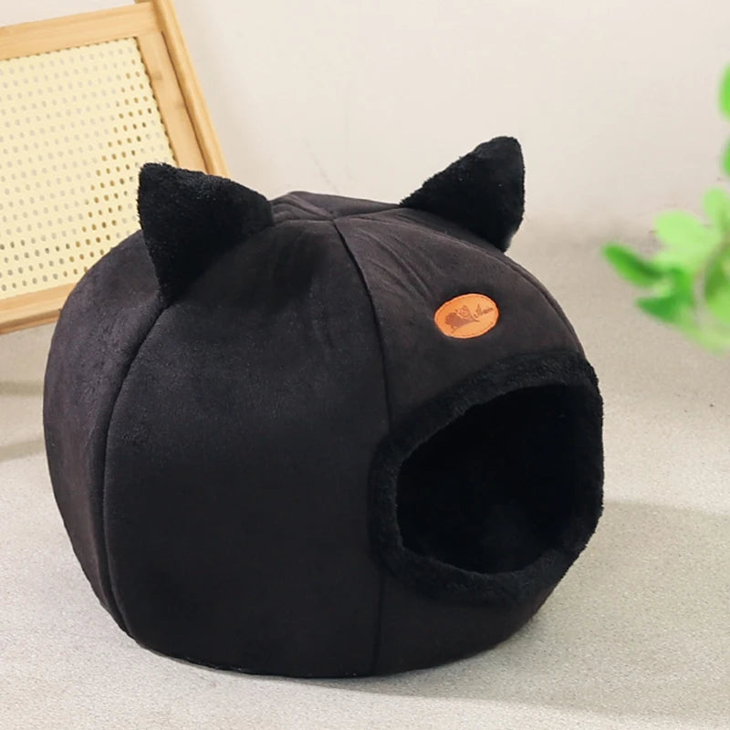 🐱 Cozy Igloo Cat & Small Dog Bed with Cute Ears – Soft, Warm & Secure Den 🛏️✨