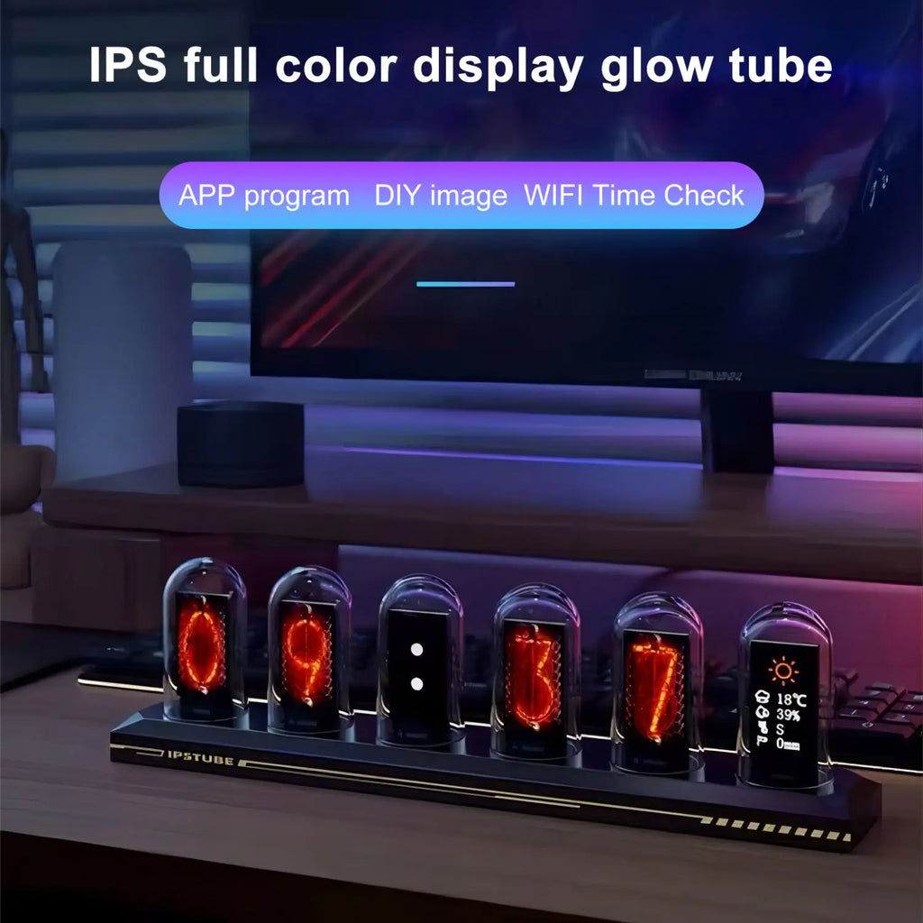Nixie Tube LED Clock IPS — Retro-Future RGB Table Lamp 🕰️✨