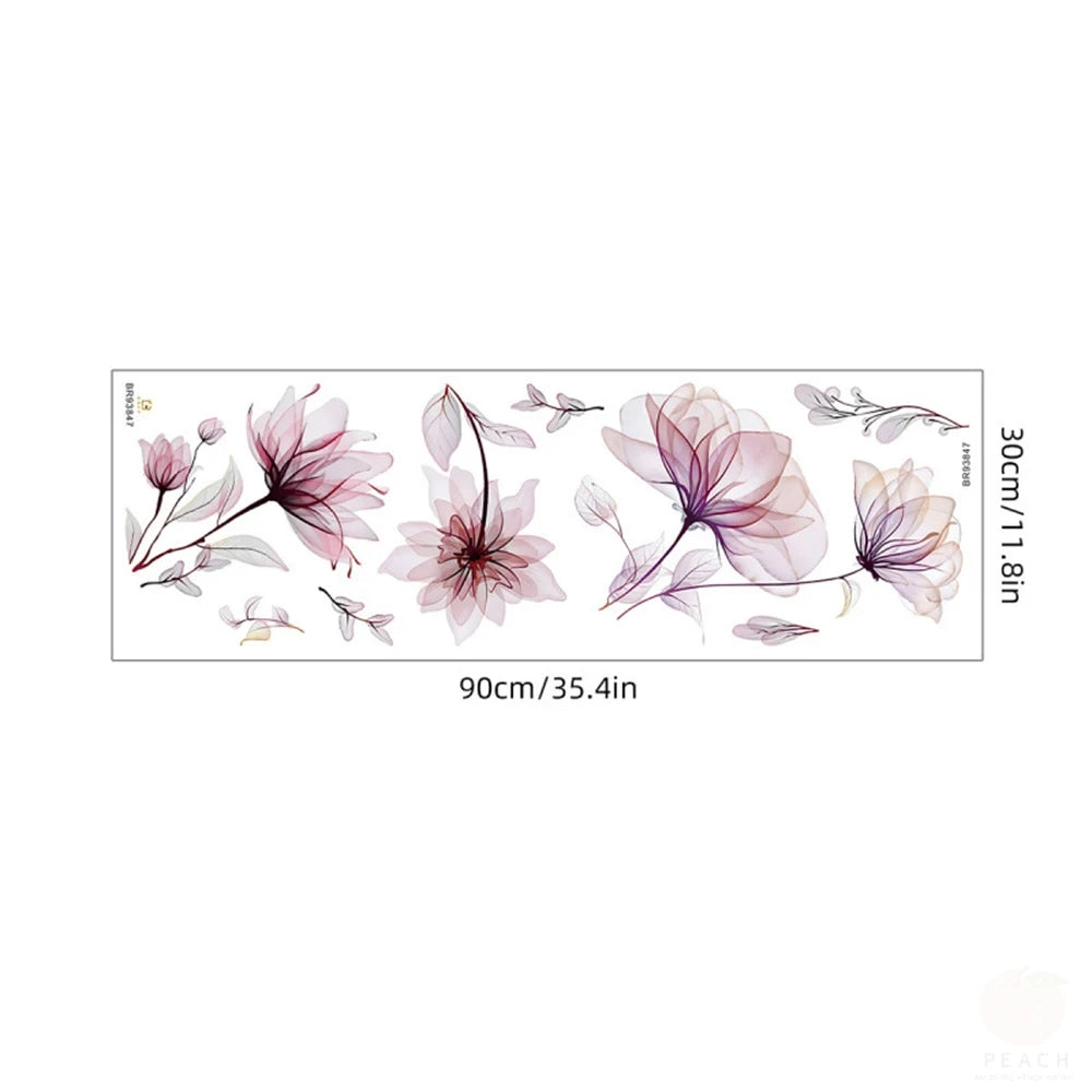 🌸 Elegant Floral Wall Sticker – Large Blooming Flowers for Bedroom & Living Room Decor