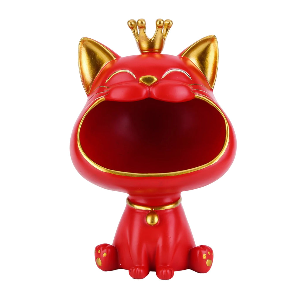 🐱✨ Lucky Cat Storage Statue – Cute Cartoon Catch-All Tray Decor