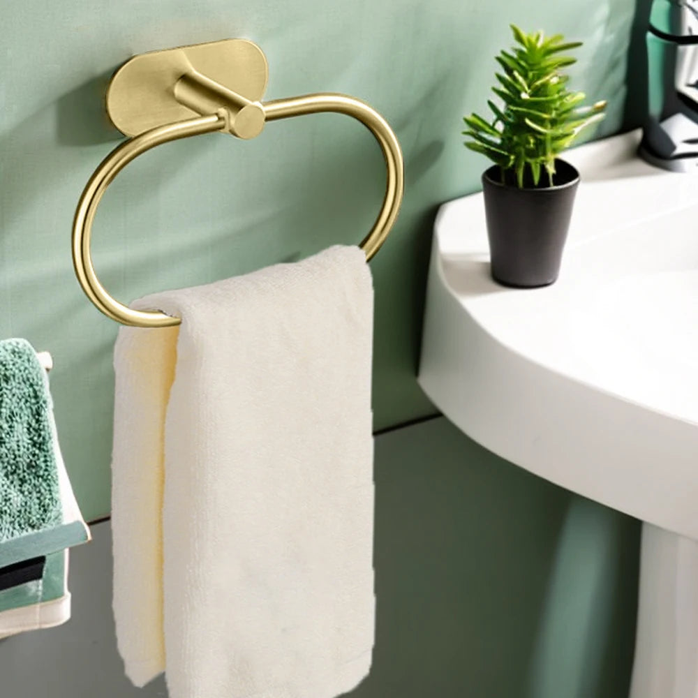 Stainless Steel Adhesive Towel Rack – Silver / Black / Gold 🚿✨