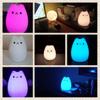 Cute Cat Baby Night Light 🐱✨ – 7 Colours, Touch, Soft Silicone • USB Rechargeable