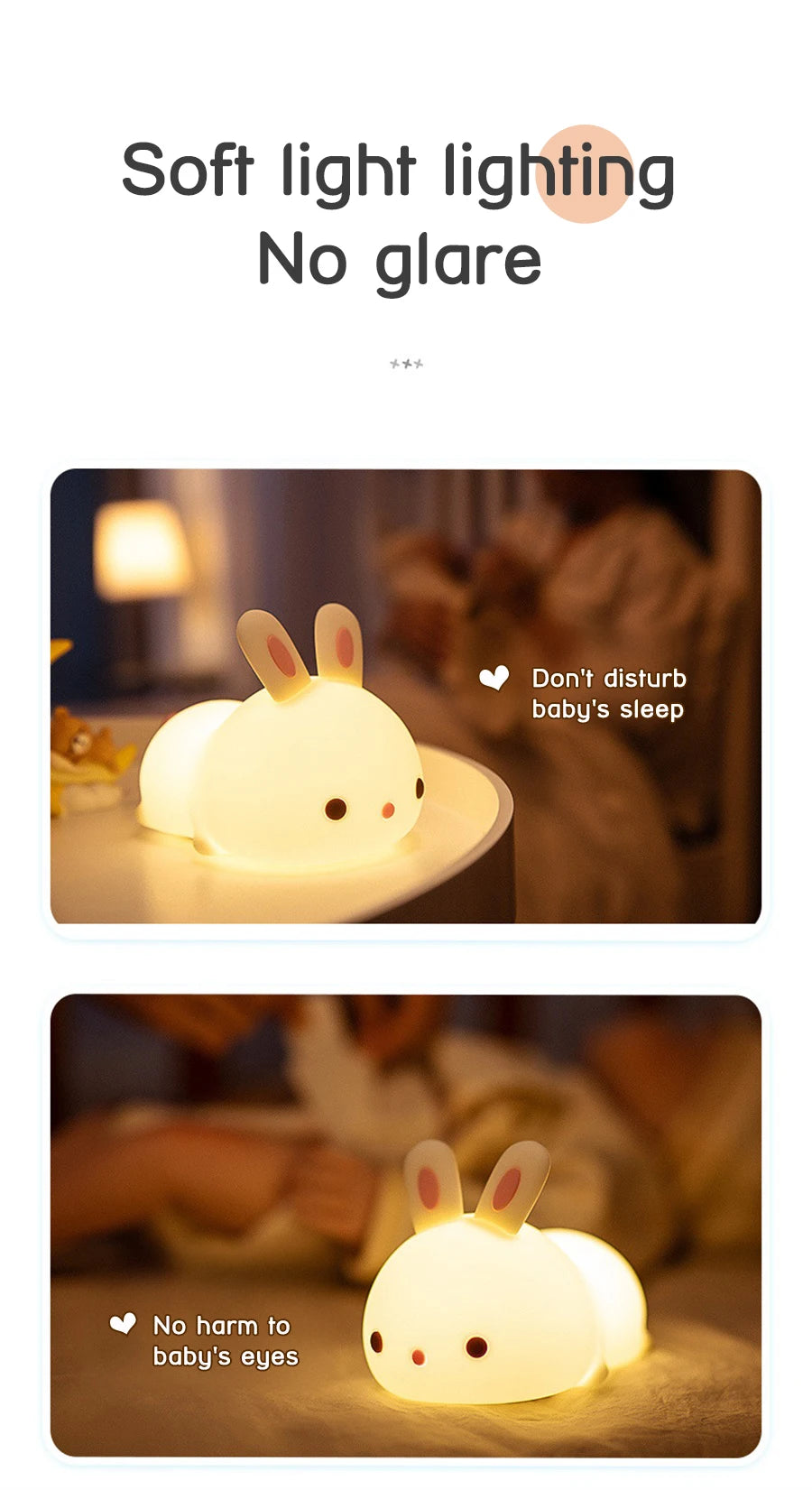 Rabbit Lamp RGB 16 Colours - Silicone Night Light Touch & Rechargeable 🌙✨