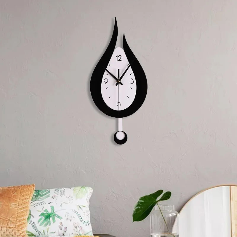 🕒 Drop-Shaped Wall Clock - Black & White Modern Design