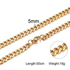 🔗 Bold Men’s Pendant Necklace – Stainless Steel Statement Chain (Gold & Silver)