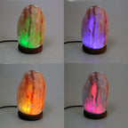 USB Himalayan Salt Lamp with Wooden Base - Multicolour LED 🌈✨