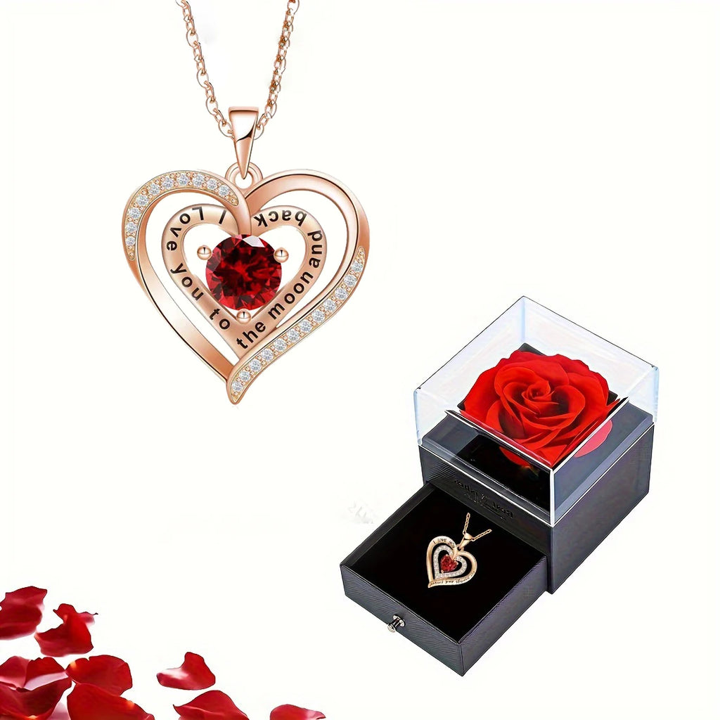 ✨ “Eternal Heart Rose Gift Necklace ❤️🌹”