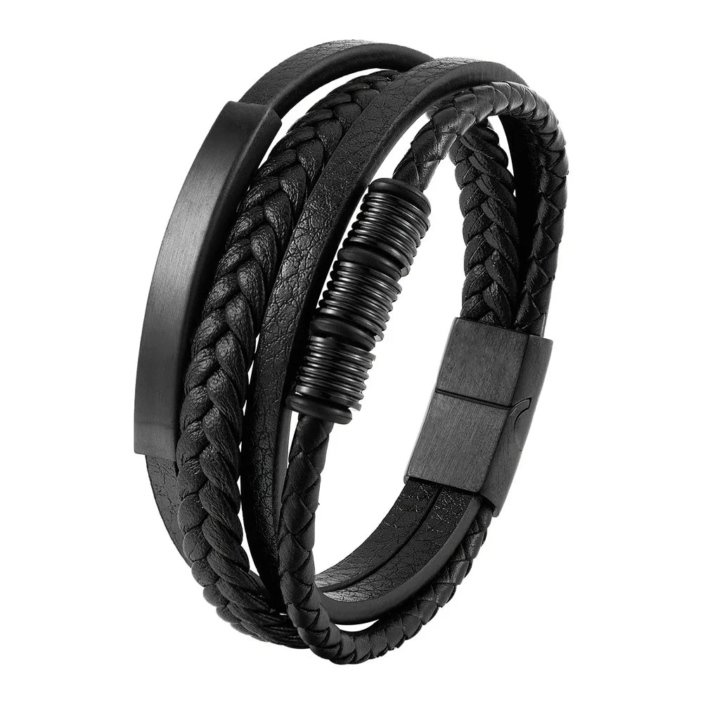 🔥 Men’s Leather Bracelet Collection – Multi-Style Modern Designs 🖤✨