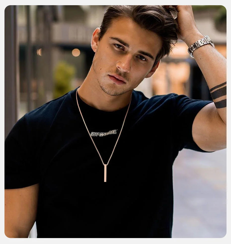 ✨ Minimalist Long Bar Pendant Necklace – Unisex Elegance ✨