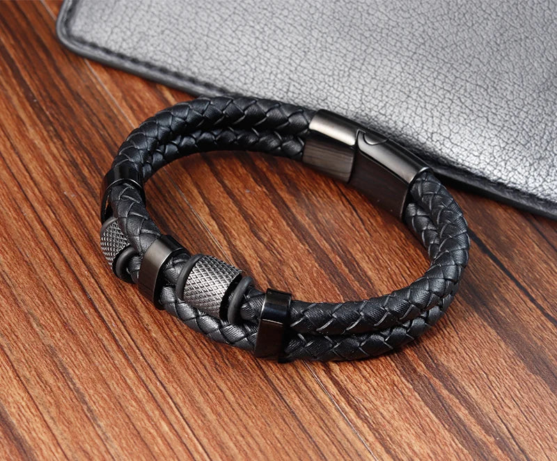 🔥 Men’s Leather Bracelet Collection – Multi-Style Modern Designs 🖤✨