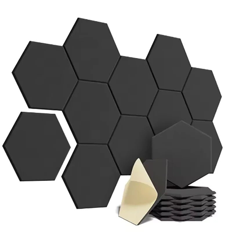 🎧 12-Pack Hexagonal Acoustic Panels – Premium Soundproof Foam Tiles