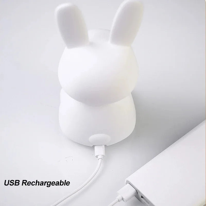 🐰 LED Night Light – Cute Silicone Rabbit Touch Lamp