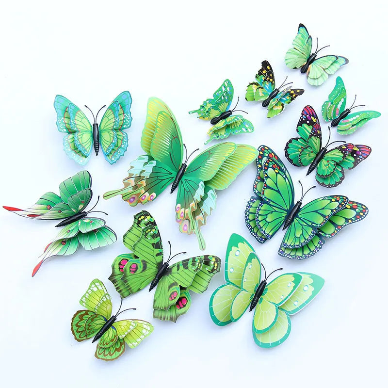 🌈 3D Butterfly Wall Stickers – Double-Layer Decorative Set (12pcs) 🦋✨
