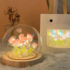 🌷✨ Mini Tulip LED Night Light - Glass Lamp with Bright Flowers