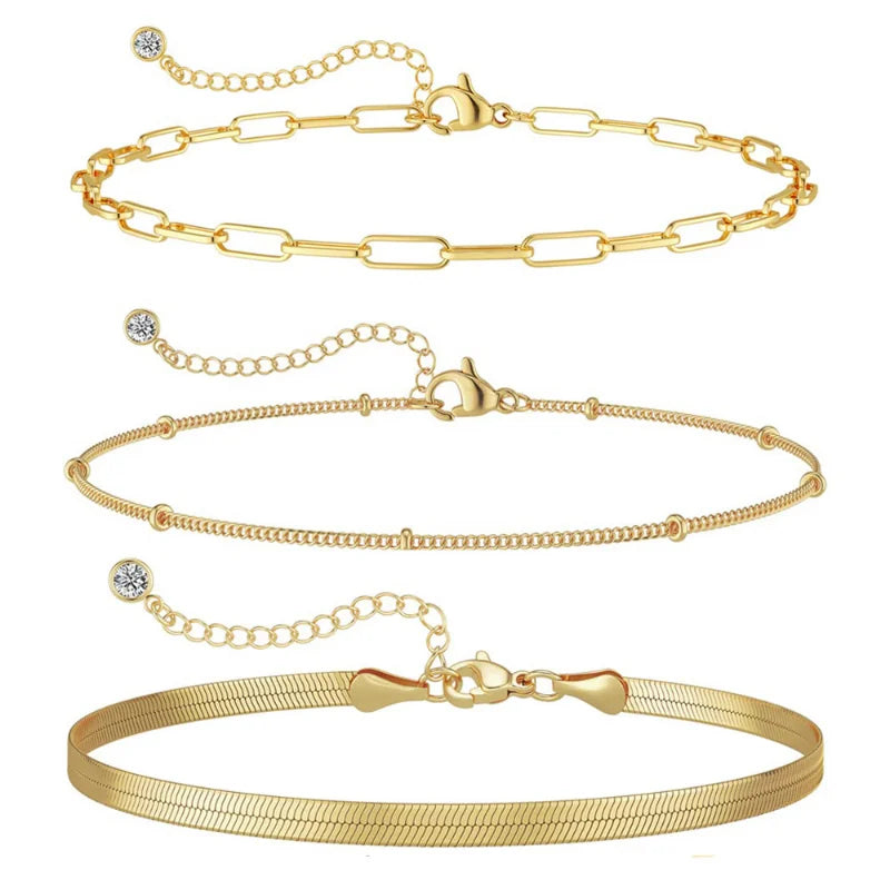 ✨ Elegant Gold Bracelet Collection – Women’s Minimalist Chain Set ✨