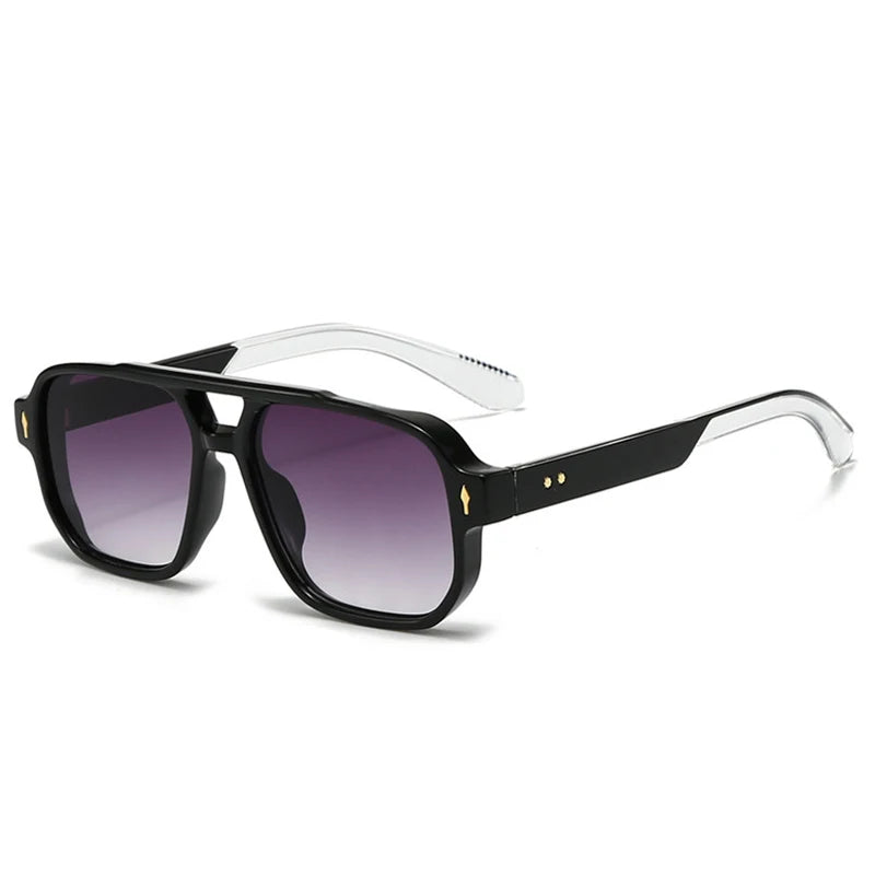 Vintage Square Double-Bridge Sunglasses 😎 | UV400 Unisex Fashion