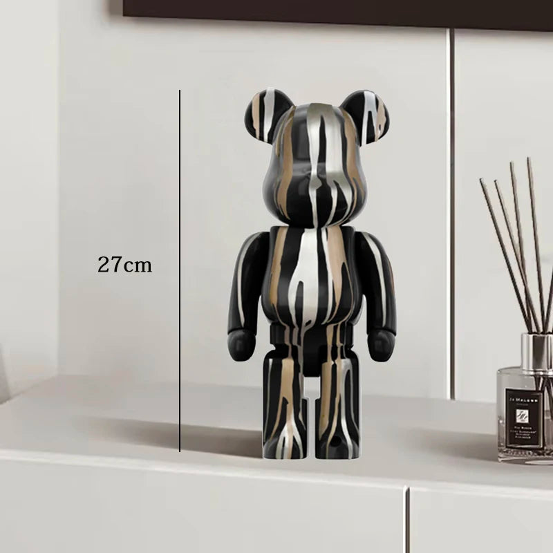 🧸✨ Graffiti Bear Resin Statue – 27cm Artistic Decor Figurine