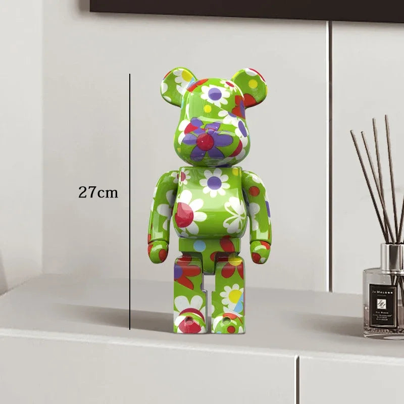 🧸✨ Graffiti Bear Resin Statue – 27cm Artistic Decor Figurine