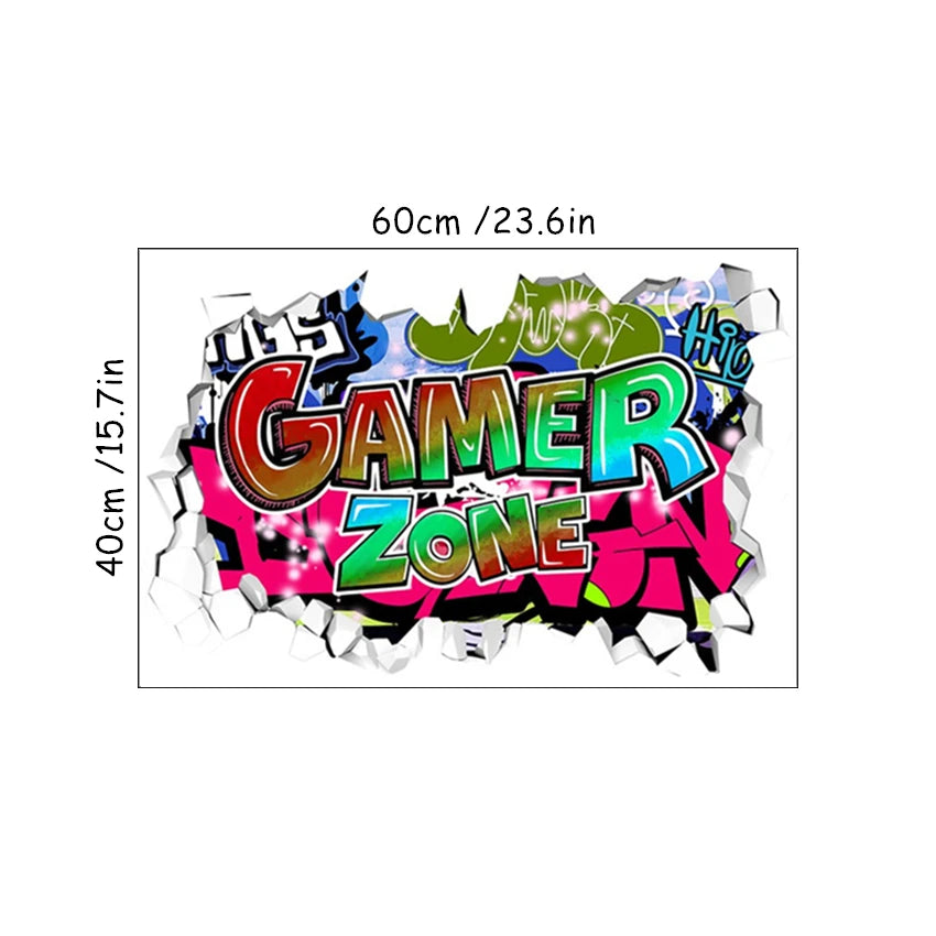 🔥 3D Gamer Wall Stickers – Broken Wall Effect 🎮✨