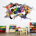 🔥 3D Gamer Wall Stickers – Broken Wall Effect 🎮✨