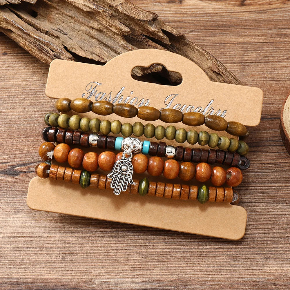 🌿 Boho Charm Bracelet – Multilayer Hippie Style Jewelry ✨